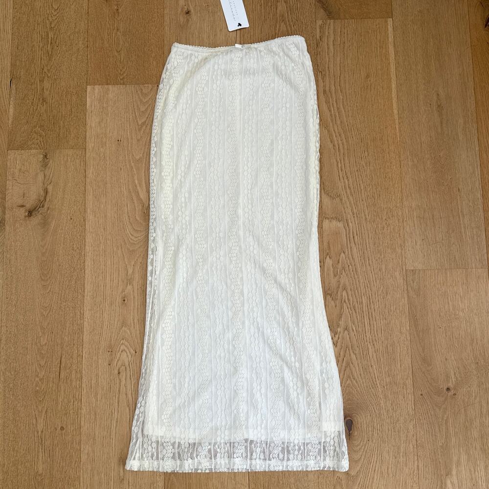 American Threads Maxi Skirt Lace Textured Size S Cream